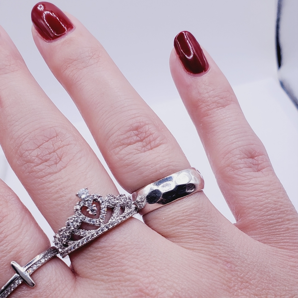 Princess Silver Ring Queen Ring Tiara Diamond Ring - Picture 3 of 5